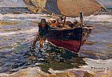 Joaquin Sorolla Y Bastida Famous Paintings - Beaching the Boat